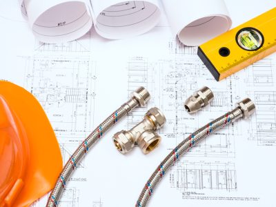 plumbing and drawings are on the desktop, workspace engineer